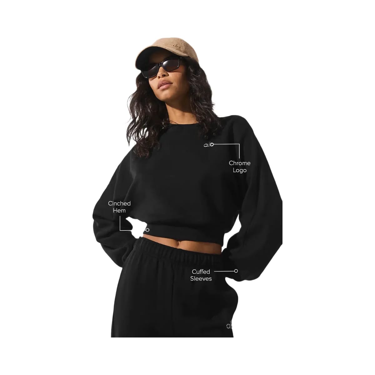 Alo Women's Cropped Accolade Crewneck - Black