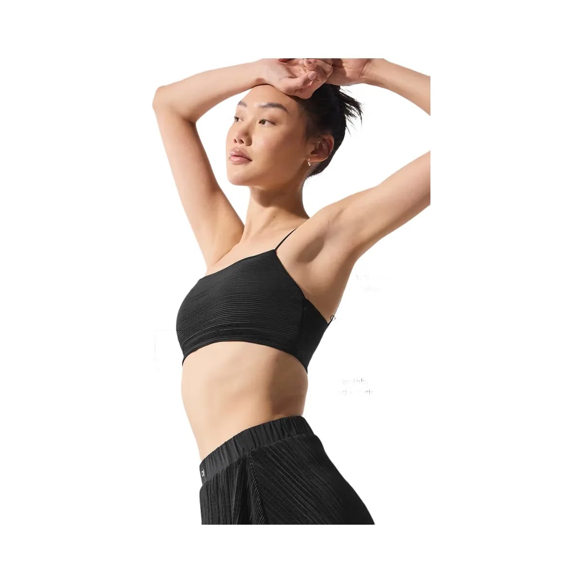 Alo Women's Micro Plisse Game On Bra - Black