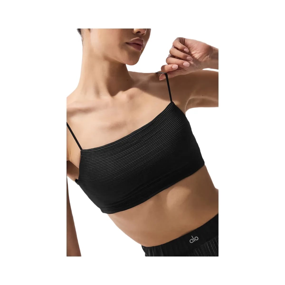 Alo Women's Micro Plisse Game On Bra - Black