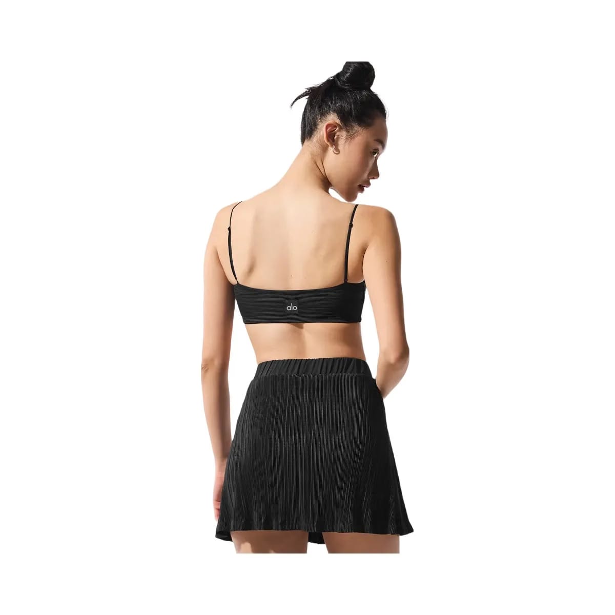 Alo Women's Micro Plisse Game On Bra - Black