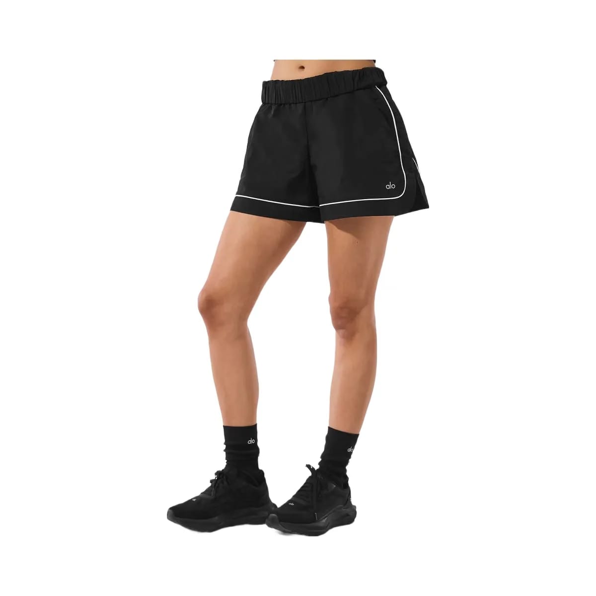 Alo Women's Motivate Track Shorts - Black/White