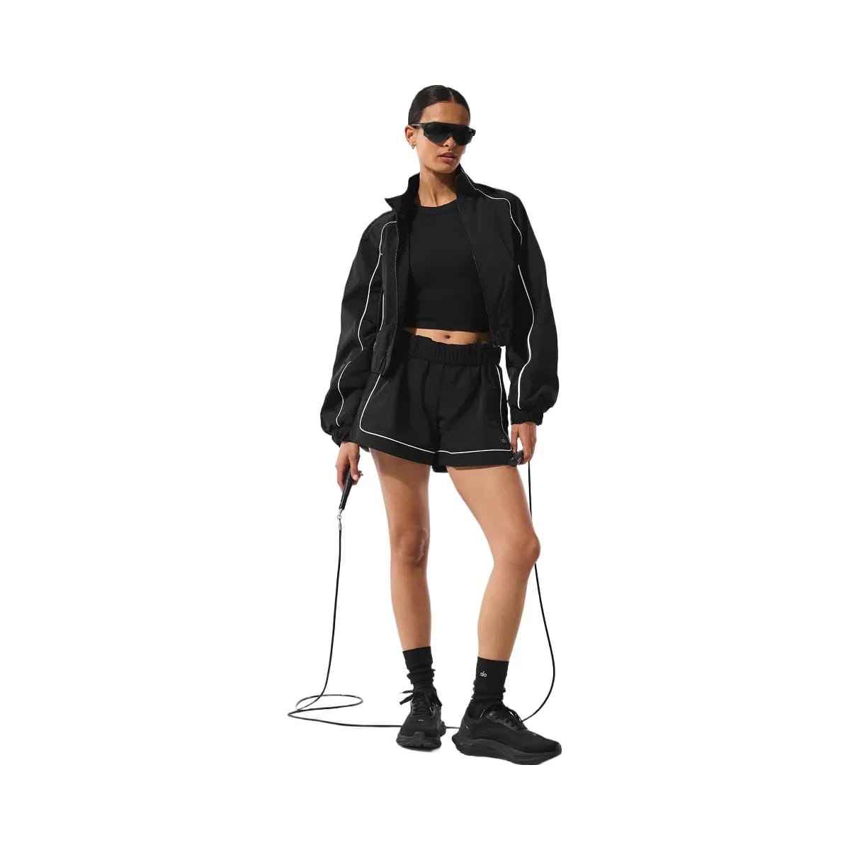 Alo Women's Motivate Track Shorts - Black/White