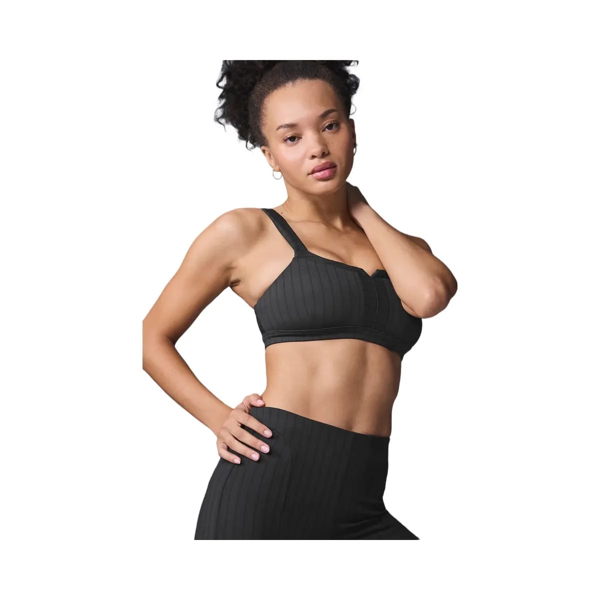 Alo Women's Pinstripe Jacquard Captivate Bra - Anthracite/Black