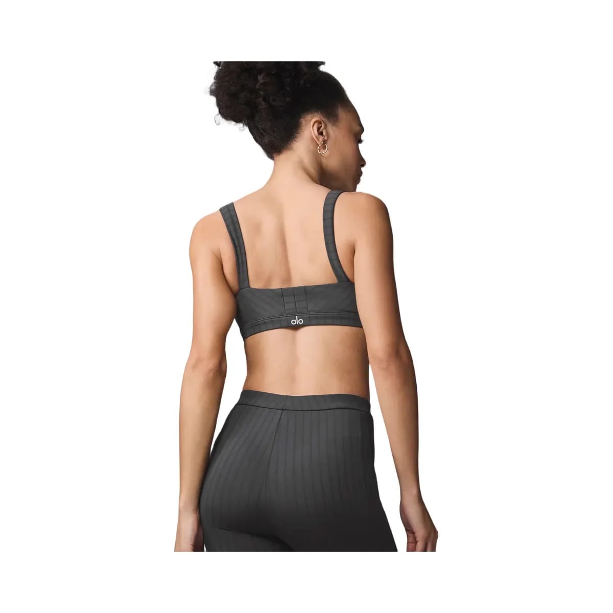 Alo Women's Pinstripe Jacquard Captivate Bra - Anthracite/Black