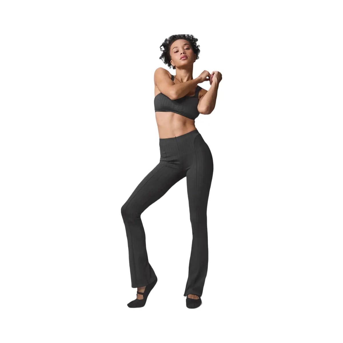 Alo Women's Pinstripe Jacquard Captivate Bra - Anthracite/Black