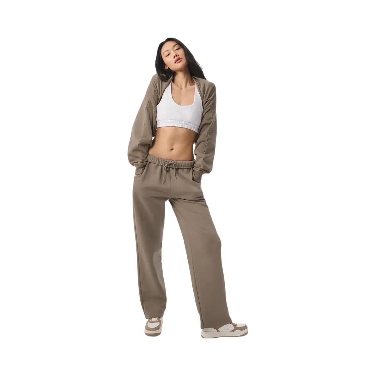 Alo Women's Scoop Neck Sweatshirt Bra - White