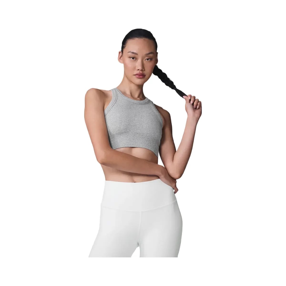 Alo Women's Seamless Delight High Neck Bra - Athletic Heather Grey