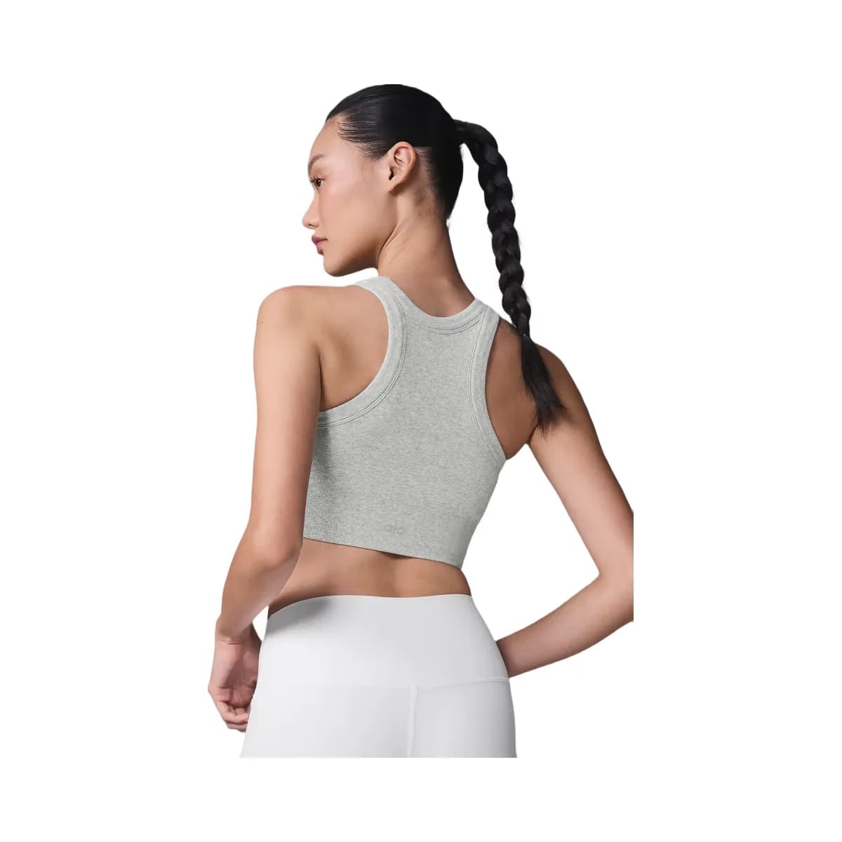 Alo Women's Seamless Delight High Neck Bra - Athletic Heather Grey