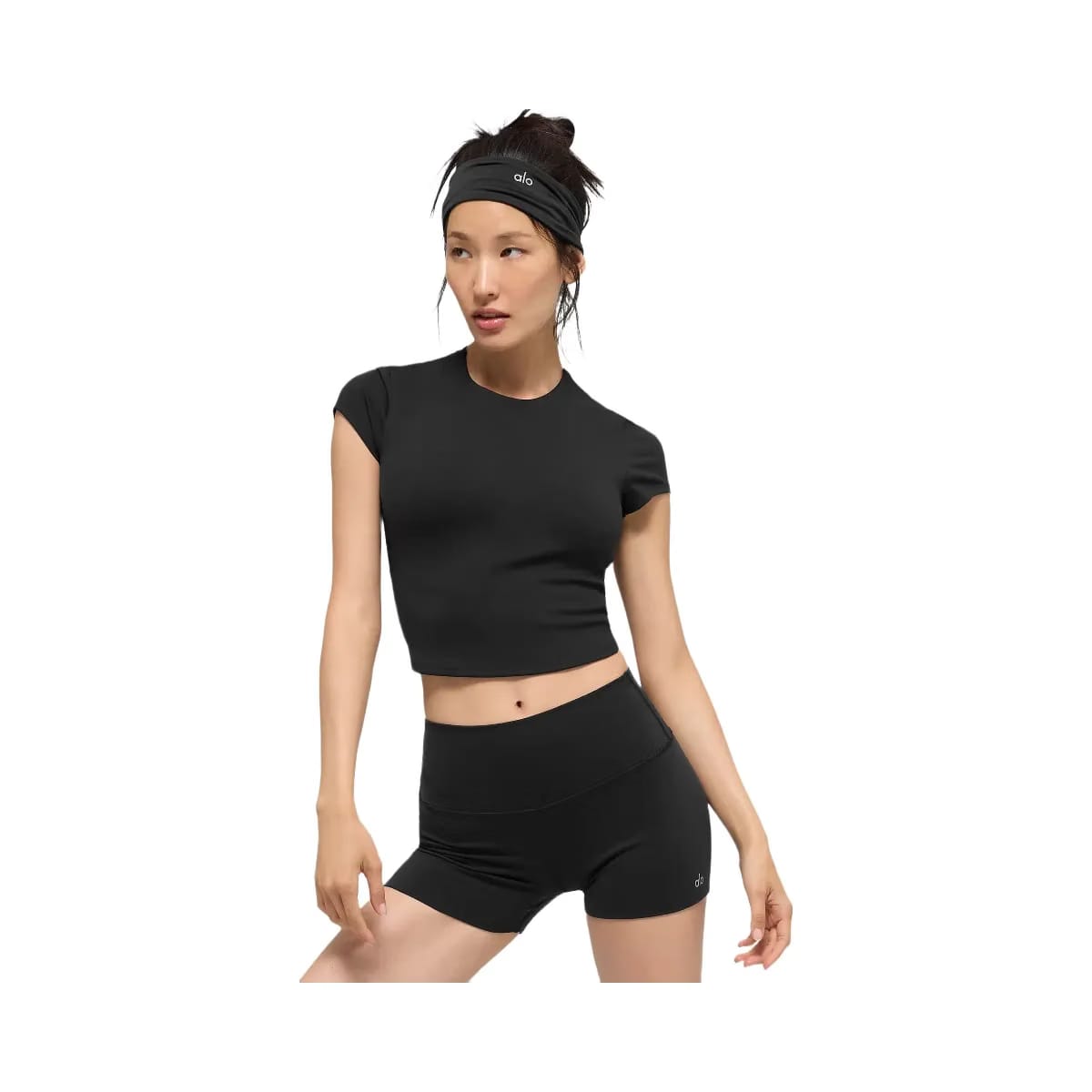 Alo Women's Softsculpt Precision Shorts Sleeve Top - Black
