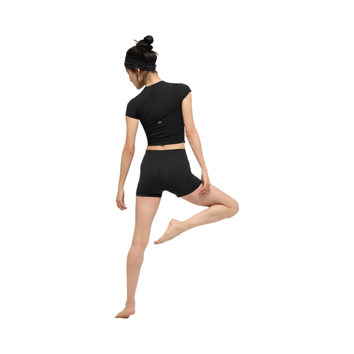 Alo Women's Softsculpt Precision Shorts Sleeve Top - Black