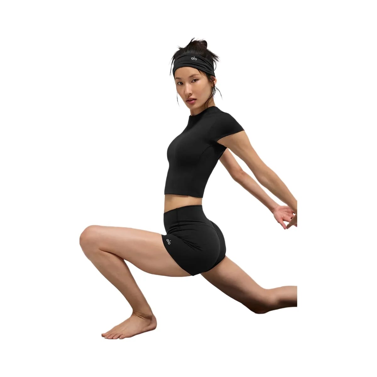 Alo Women's Softsculpt Precision Shorts Sleeve Top - Black