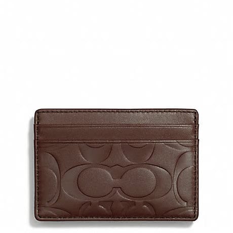 Coach Card Case With Money Clip In Signature Canvas Signature Canvas-Gunmetal-Charcoal-Black
