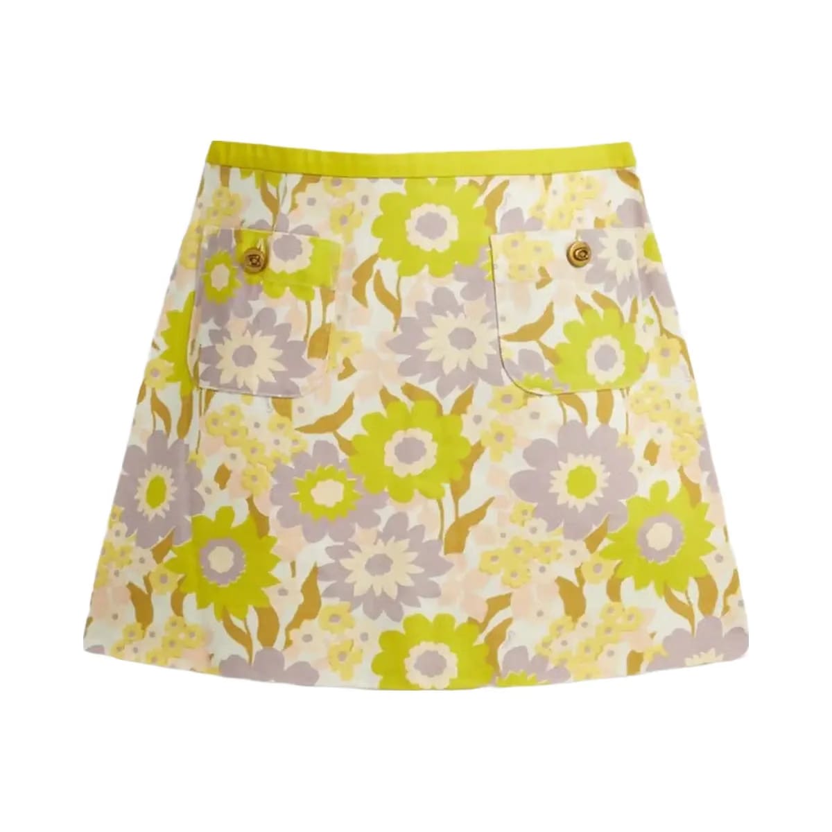 Coach Cotton Canvas Mini Skirt In Regenerative Cotton Yellow Floral