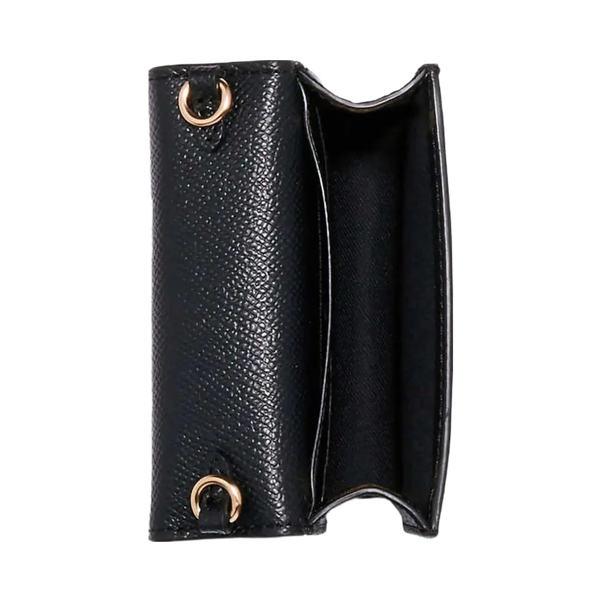 Coach Mini Wallet On A Chain Crossgrain Leather-Gold-Black