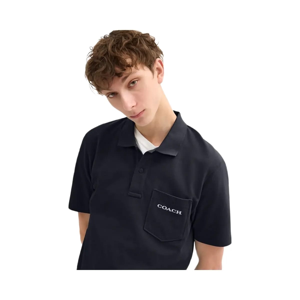 Coach Pocket Polo In Organic Cotton Navy