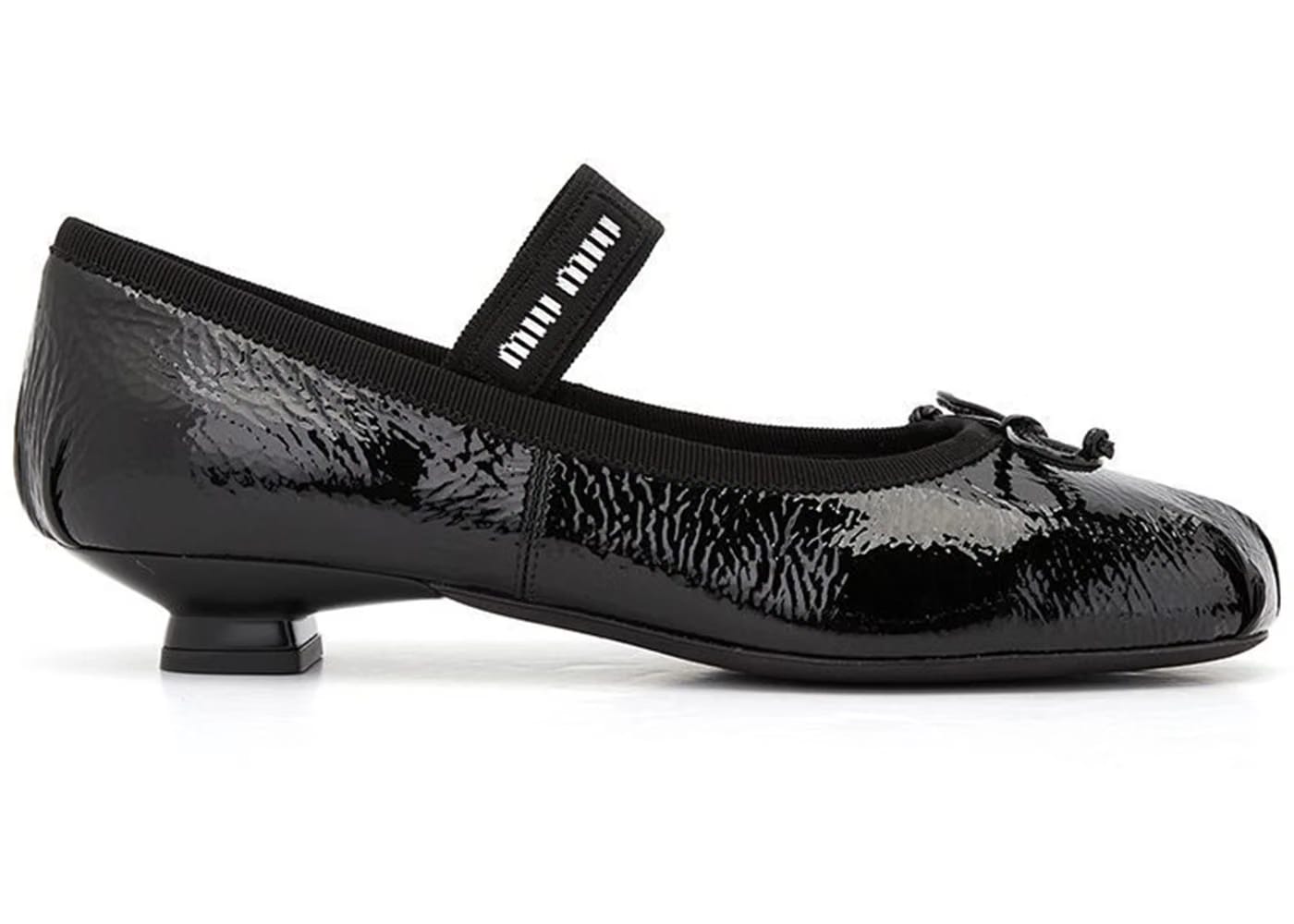 Miu Miu Crinkled Leather Ballerinas Pumps Black (Women's)