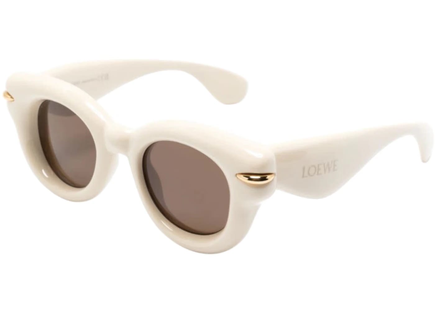 LOEWE Inflated Round Sunglasses Ivory/Brown (LW40118I 25E)