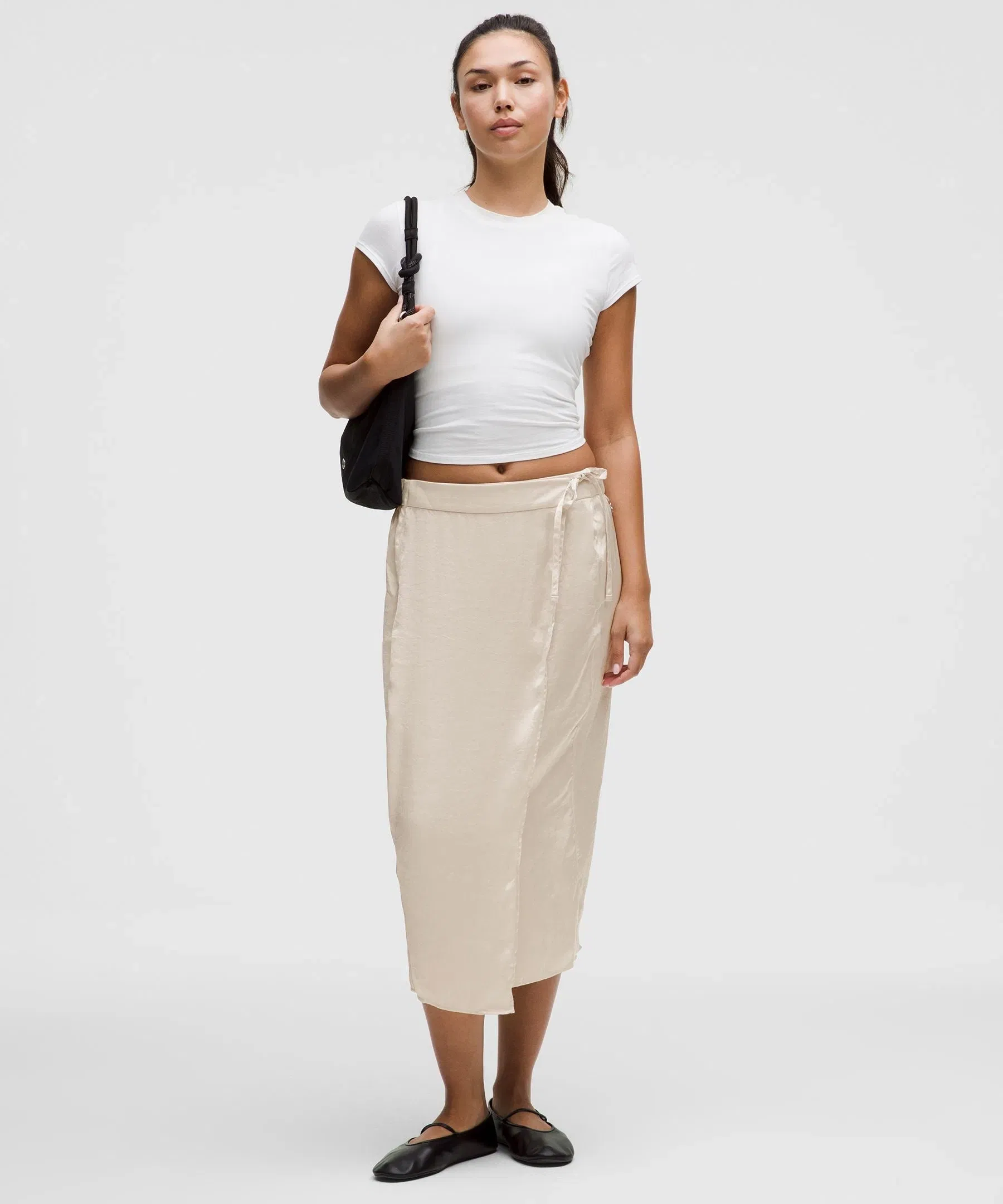 Lululemon Logo Charm Satin Waist-Tie Midi Skirt