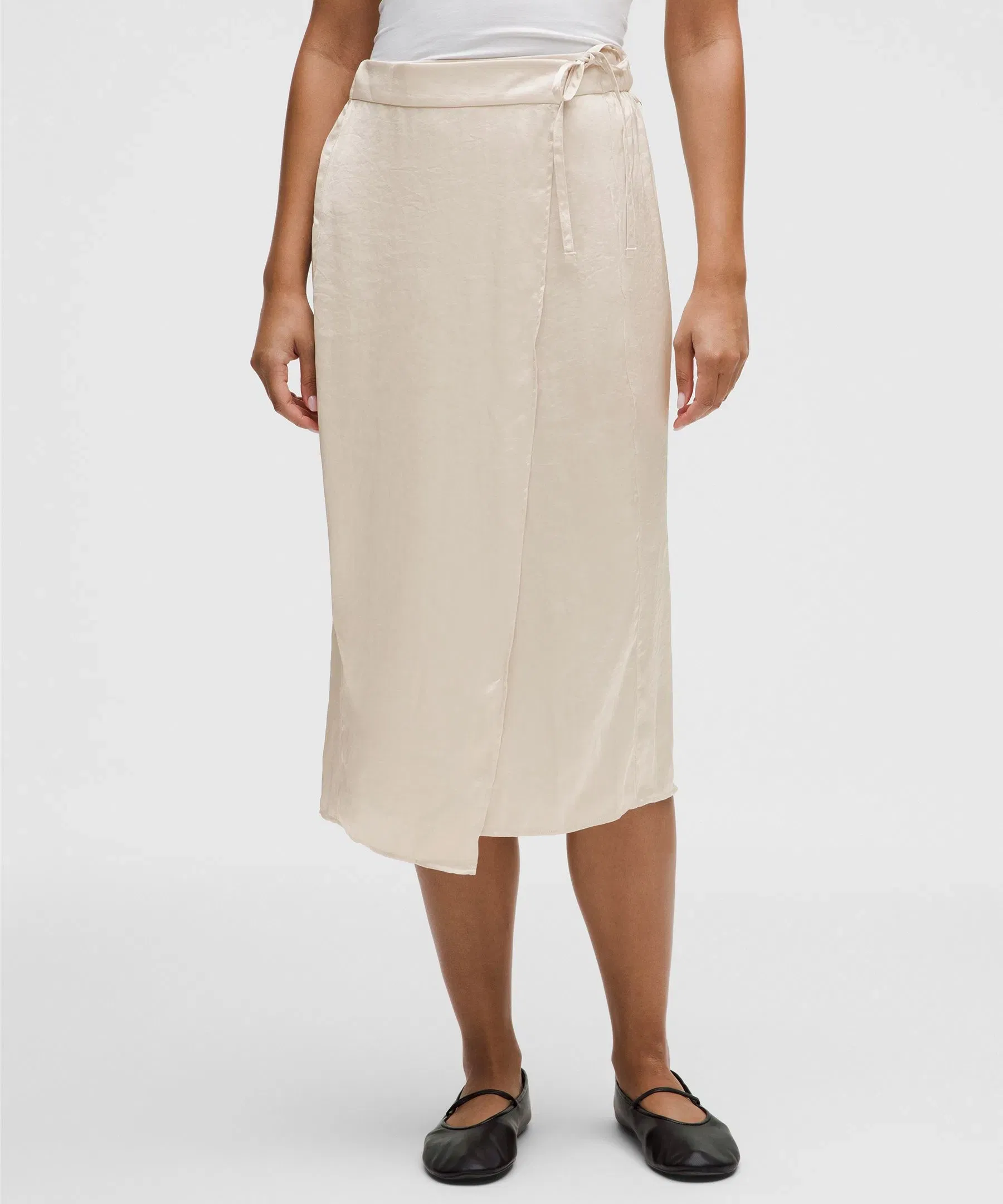 Lululemon Logo Charm Satin Waist-Tie Midi Skirt