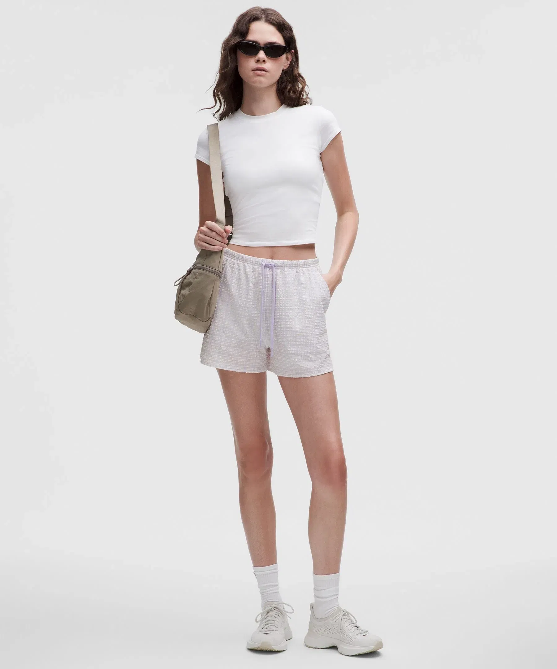 Lululemon Women's Seersucker Check Mid-Rise Pull-On Shorts 3"