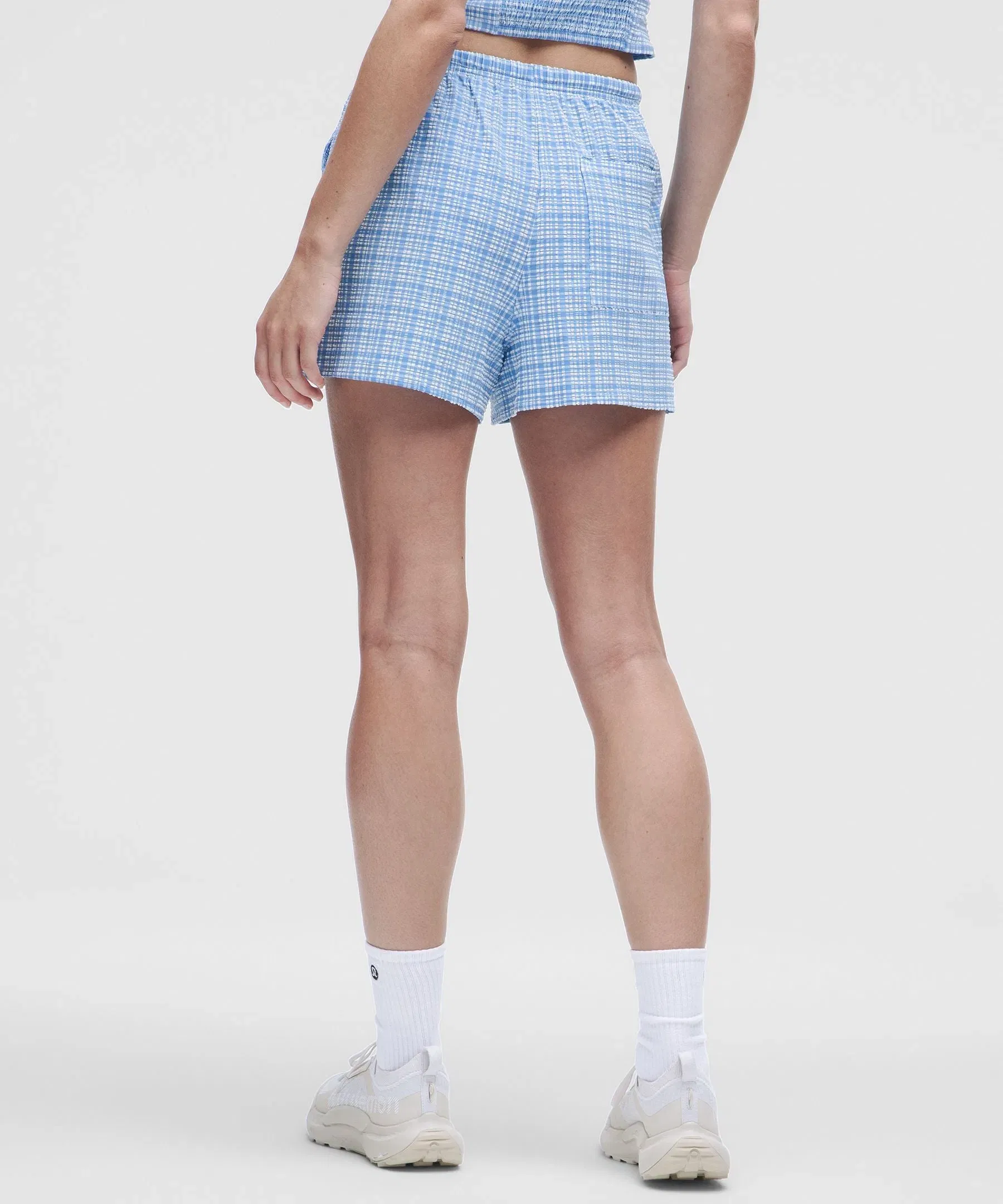 Lululemon Women's Seersucker Check Mid-Rise Pull-On Shorts 3"