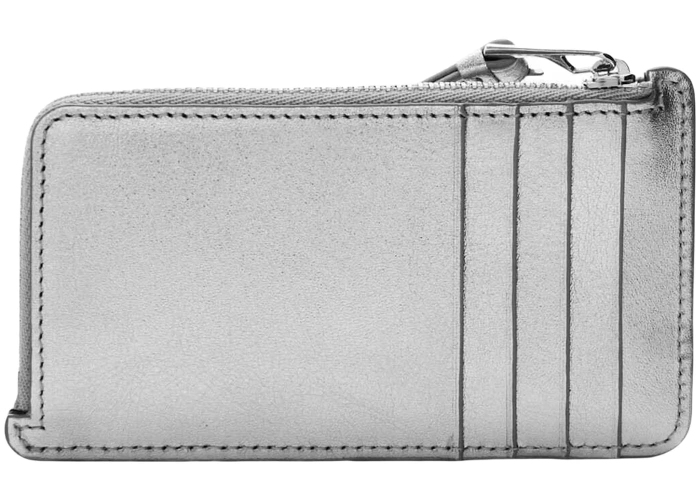 LOEWE Puzzle Coin Cardholder in Metallic Calfskin Silver/Pearl Grey