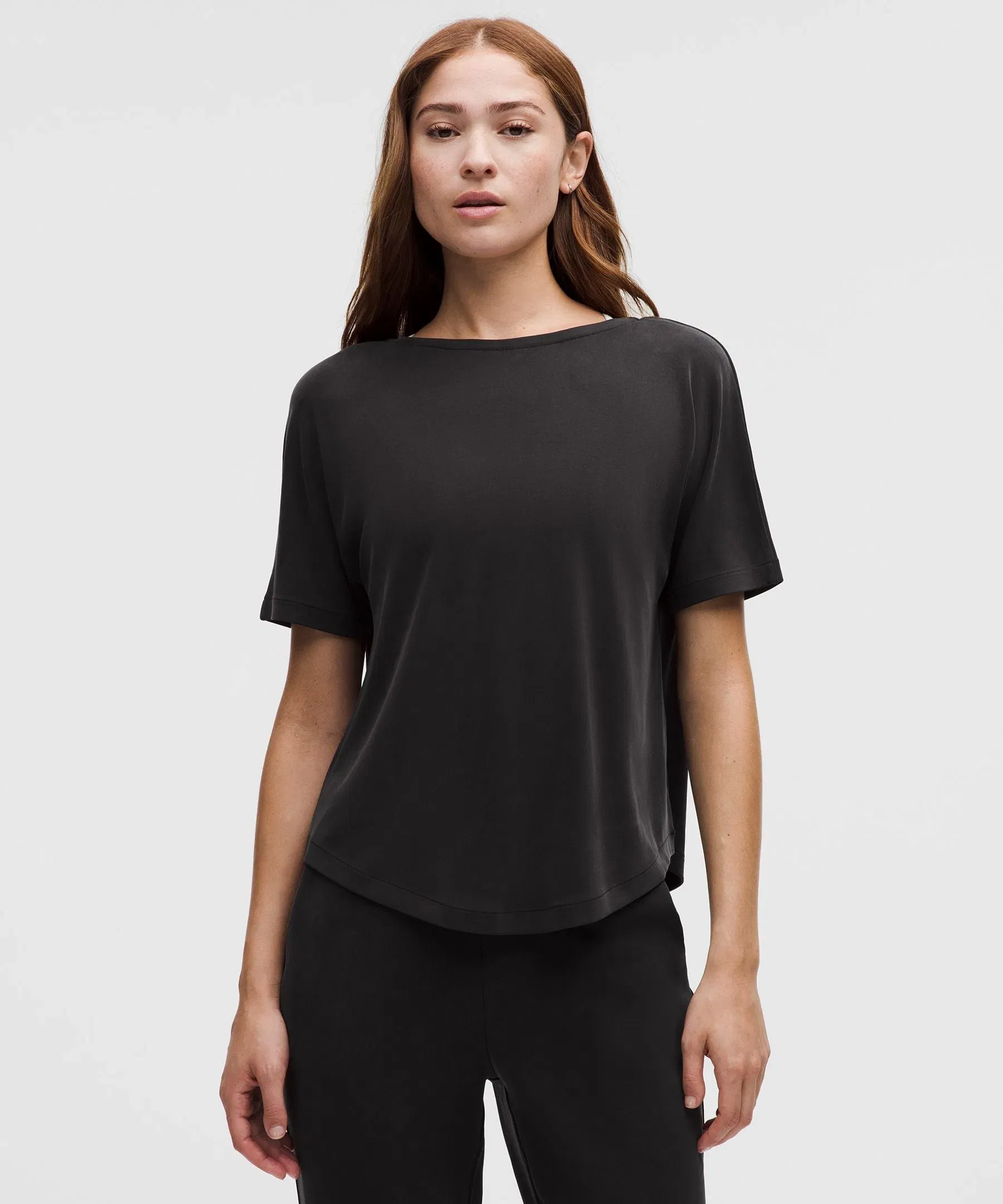 Lululemon Women's Drapey Softstreme Boatneck Shorts-Sleeve Shirt