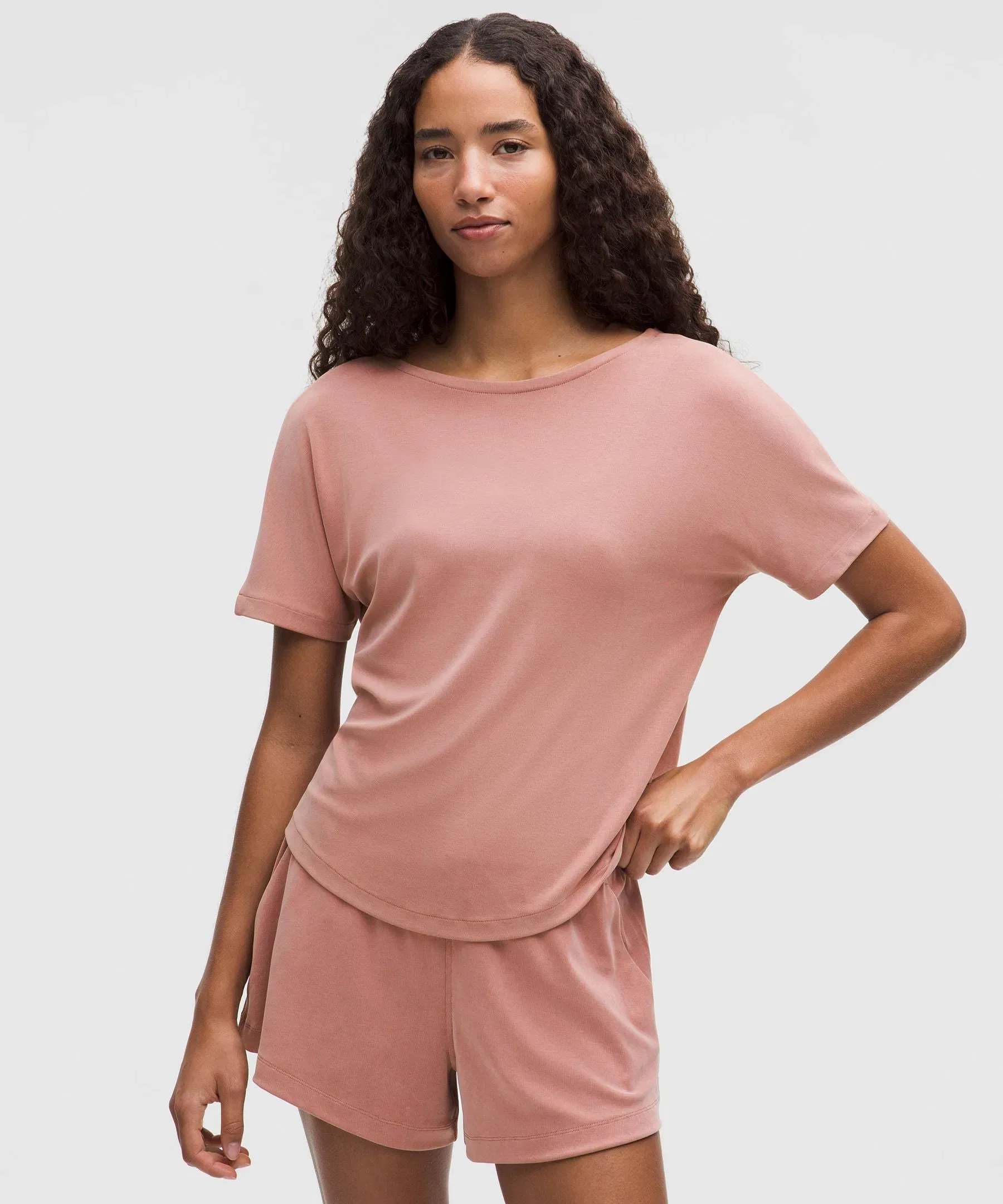 Lululemon Women's Drapey Softstreme Boatneck Shorts-Sleeve Shirt