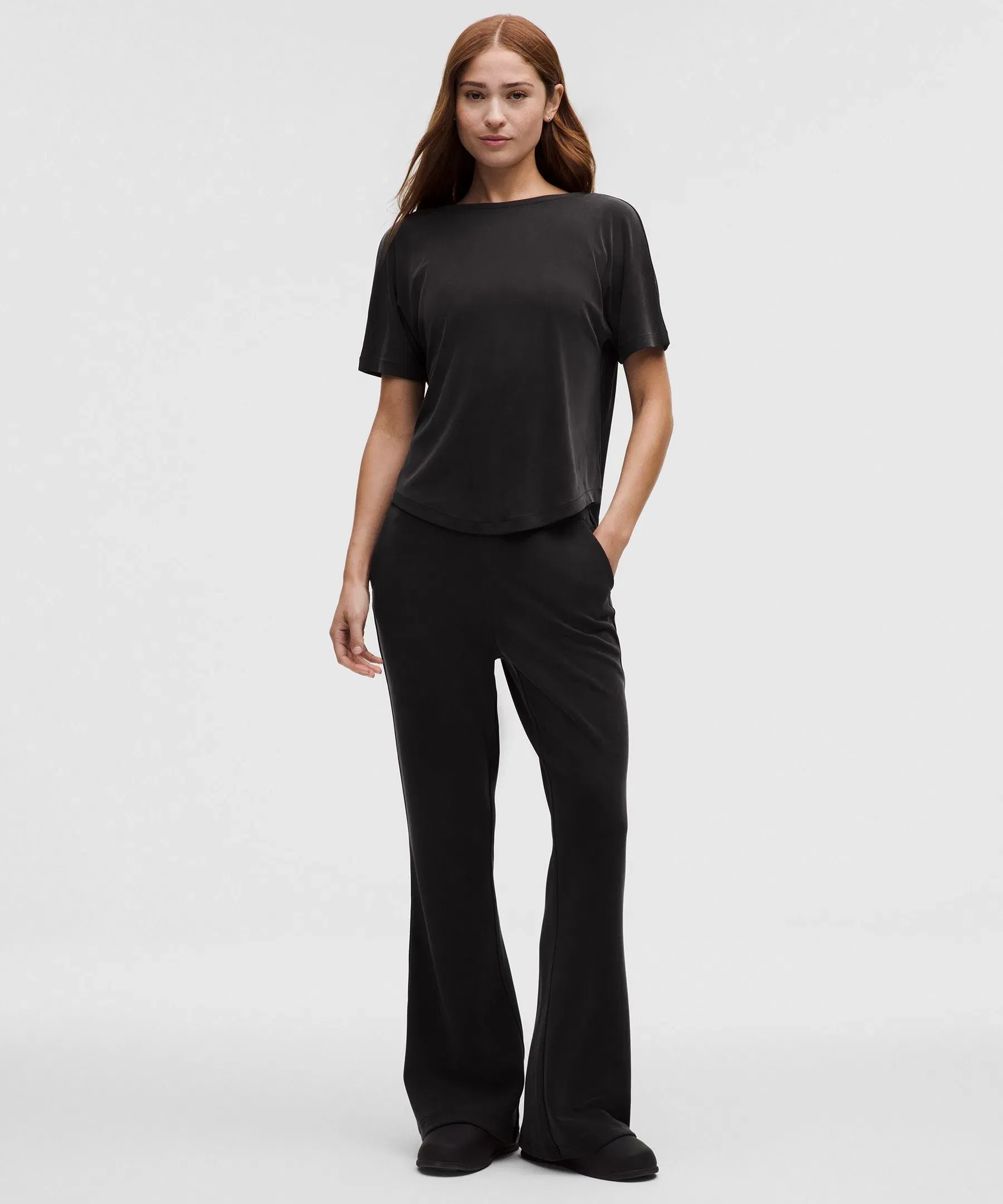 Lululemon Women's Drapey Softstreme Boatneck Shorts-Sleeve Shirt