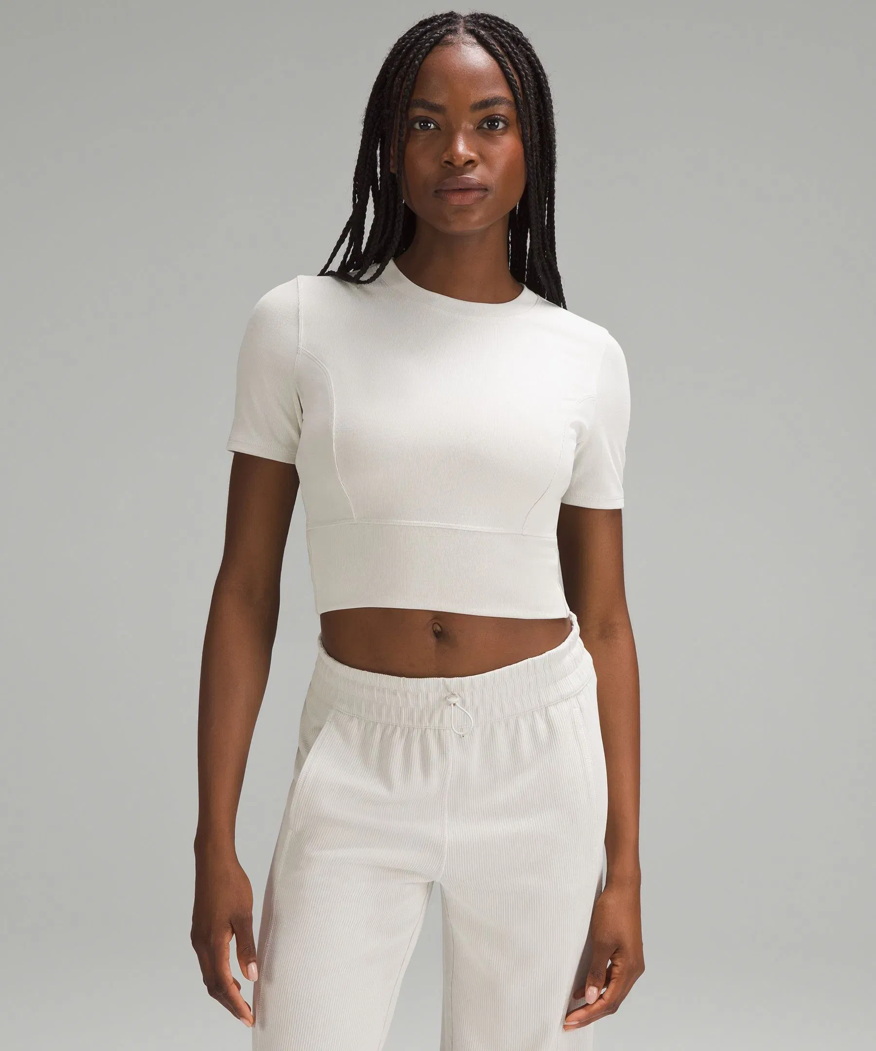 Lululemon Women's Twist-Back Ribbed Shorts-Sleeve Shirt