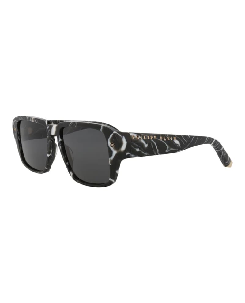 Philipp Plein Square-Frame Acetate Sunglasses Black Black Smoke (SPP081-55-0Z21)