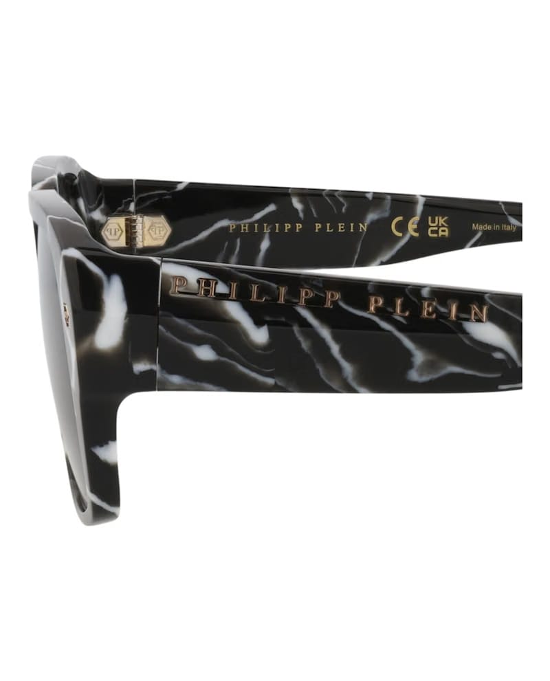 Philipp Plein Square-Frame Acetate Sunglasses Black Black Smoke (SPP081-55-0Z21)