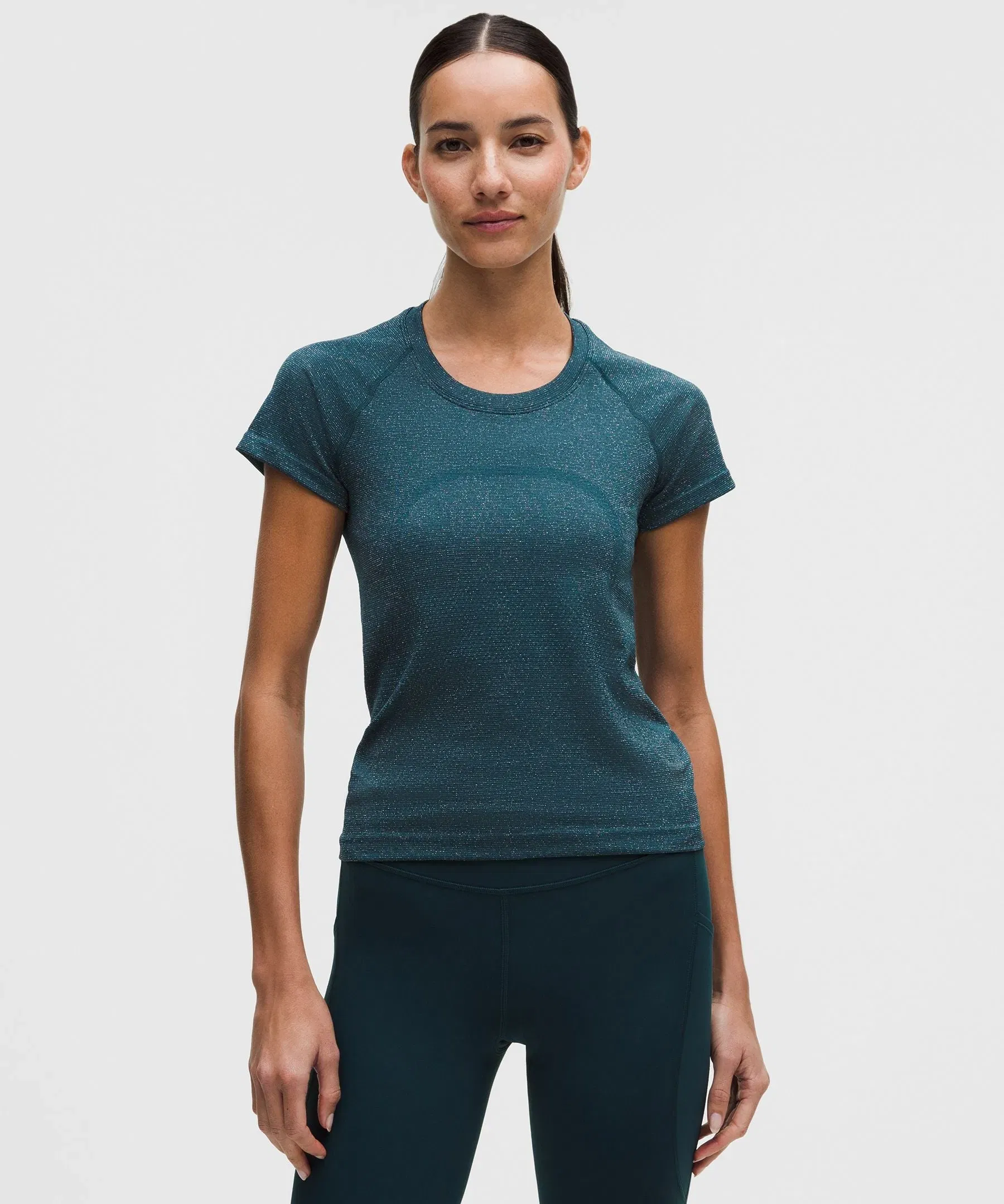 Lululemon Women's Swiftly Tech Shorts-Sleeve Shirt 2.0 Waist Length *Sparkle