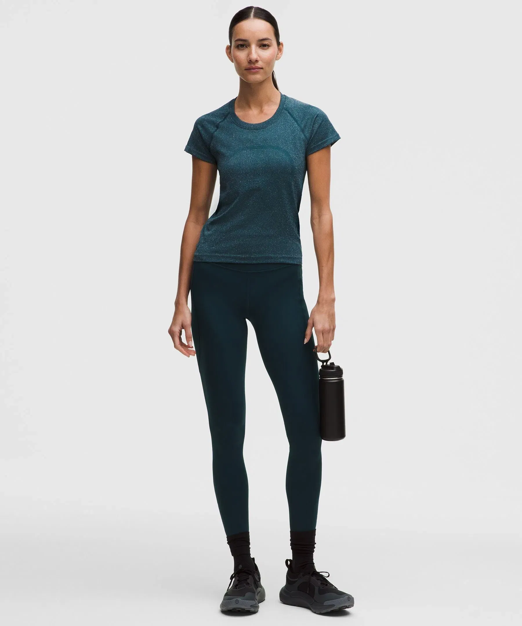 Lululemon Women's Swiftly Tech Shorts-Sleeve Shirt 2.0 Waist Length *Sparkle