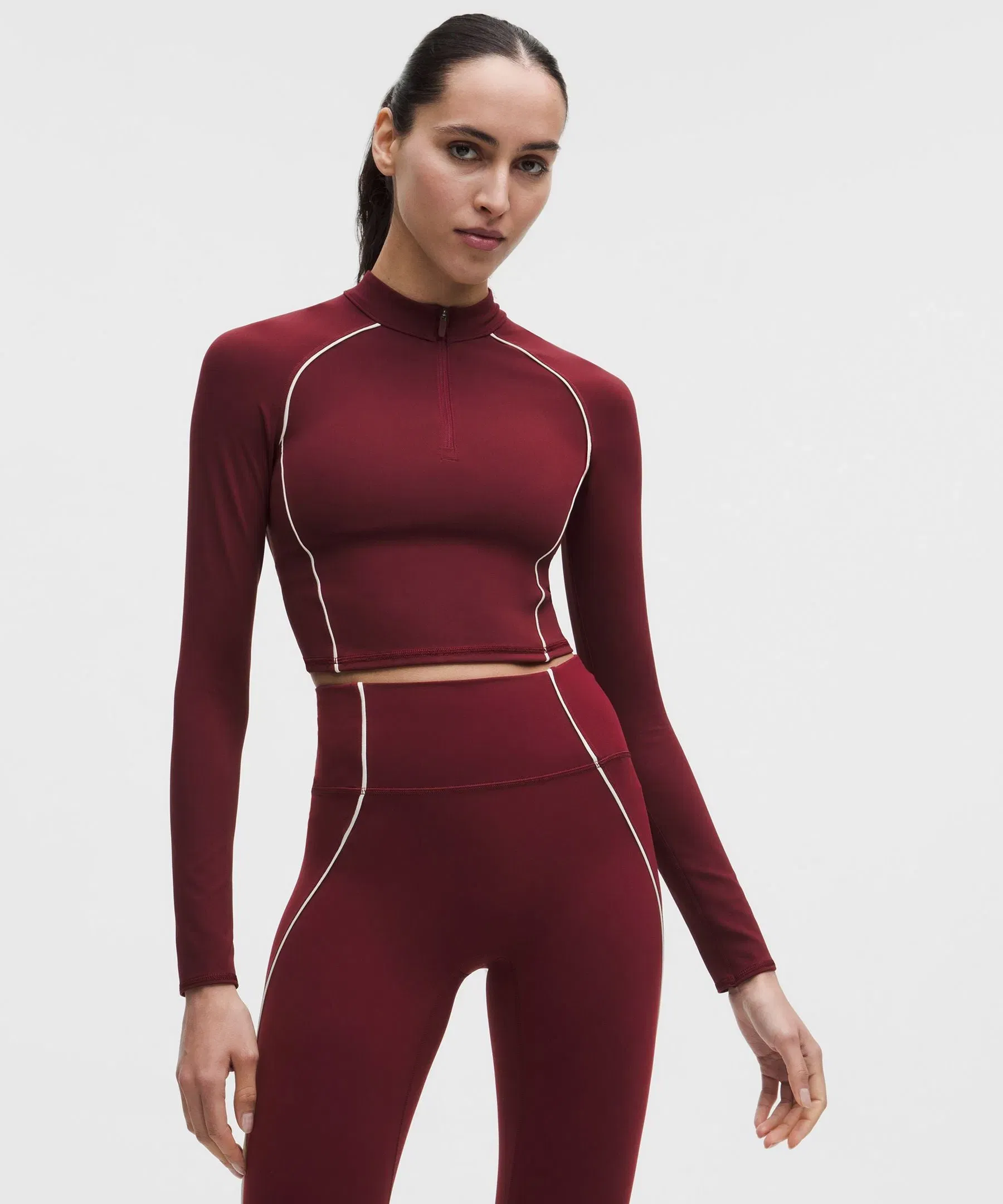 Lululemon Wunder Train Cropped Long-Sleeve Half Zip