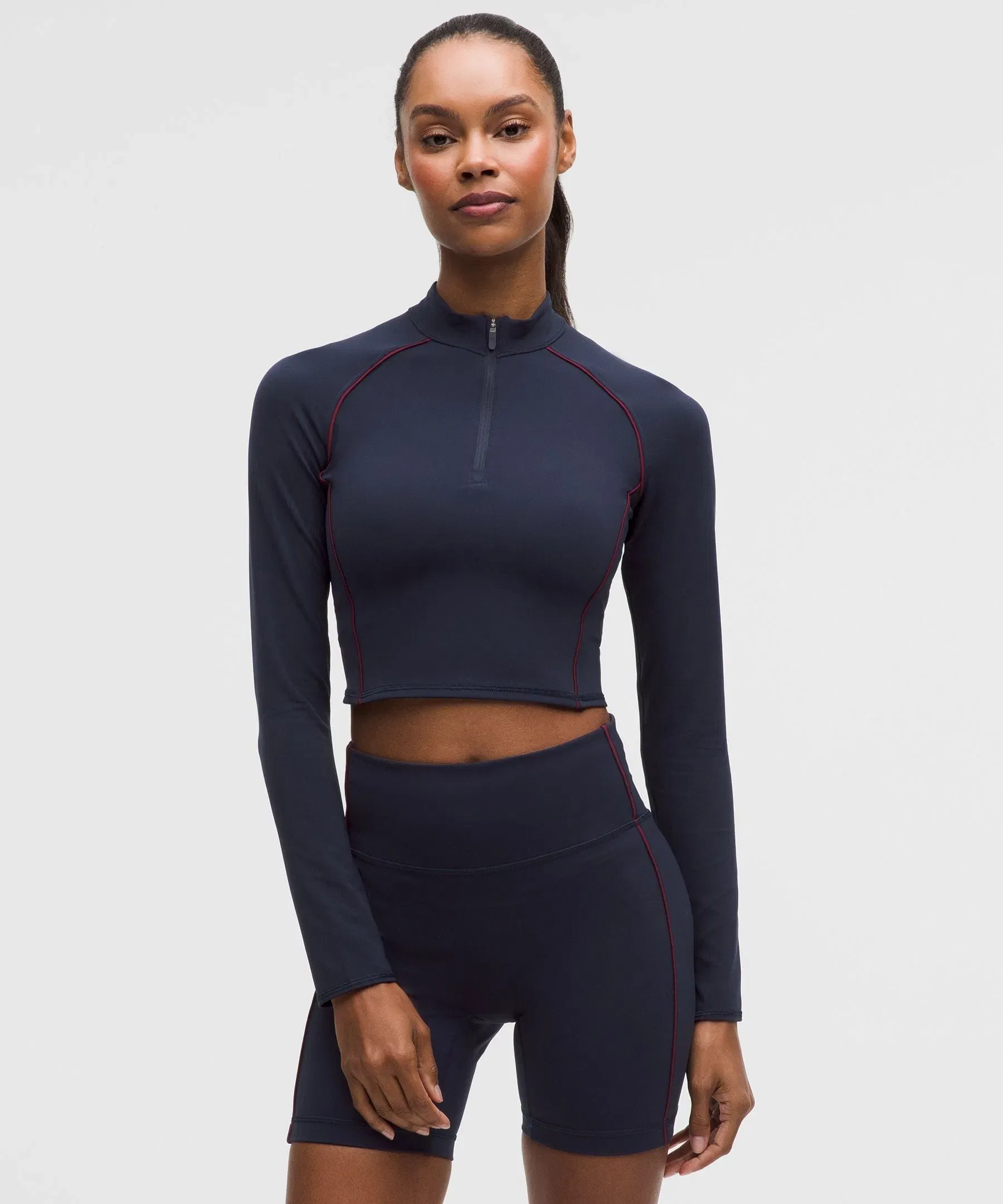 Lululemon Wunder Train Cropped Long-Sleeve Half Zip