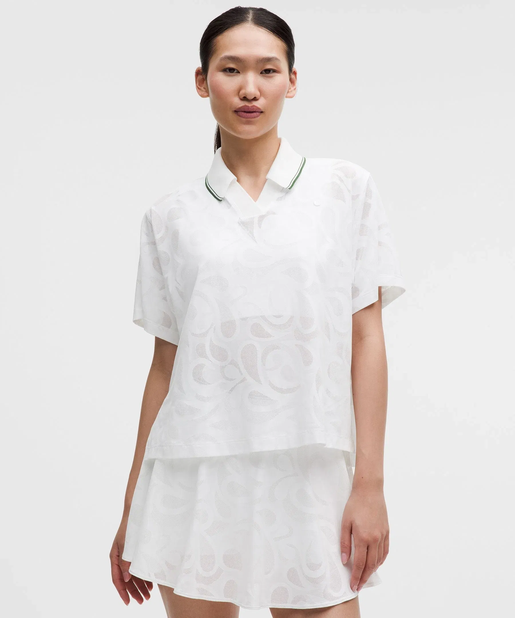 Lululemon Paisley-Mesh High-Neck Tennis Polo Shirt