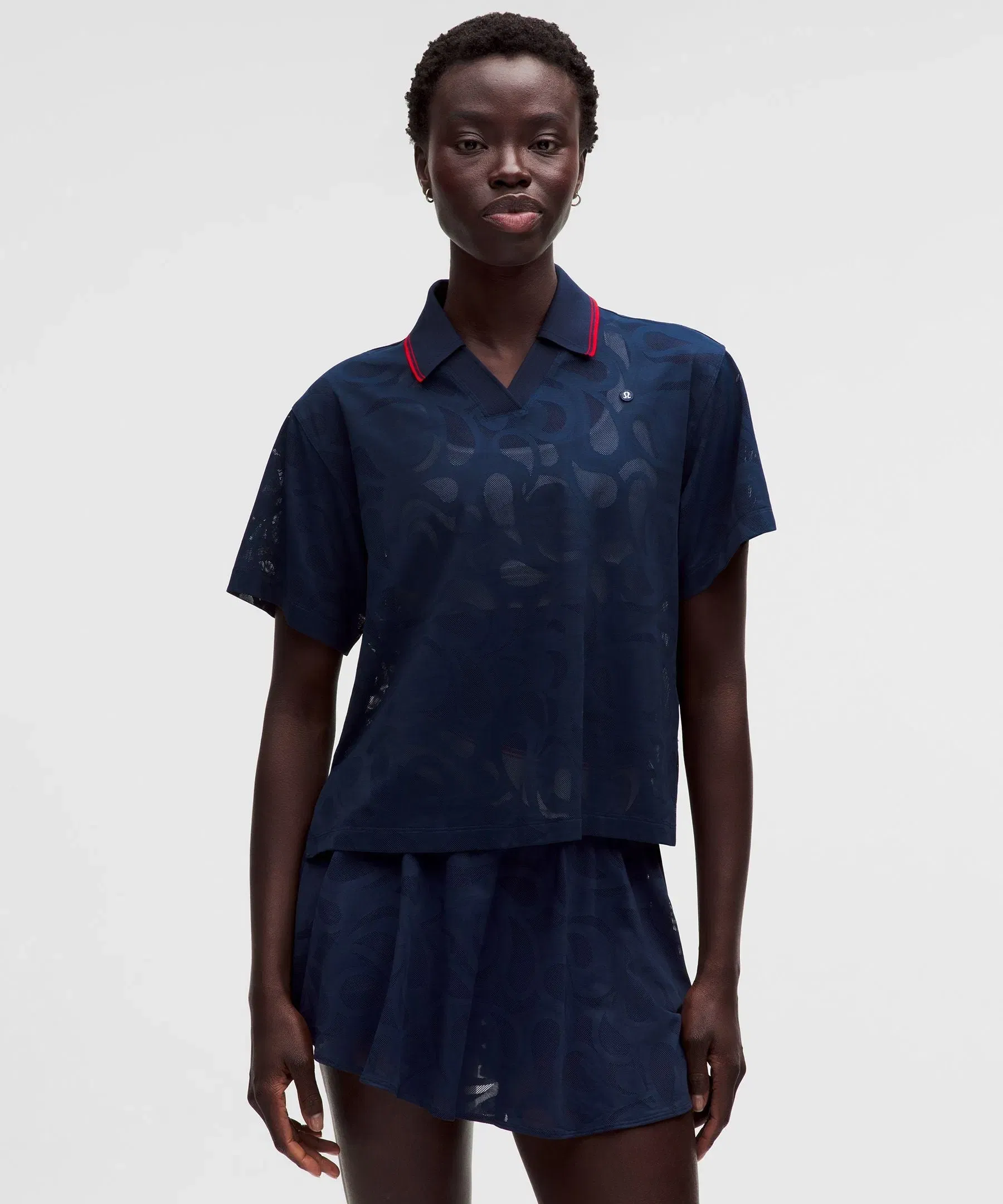 Lululemon Paisley-Mesh High-Neck Tennis Polo Shirt