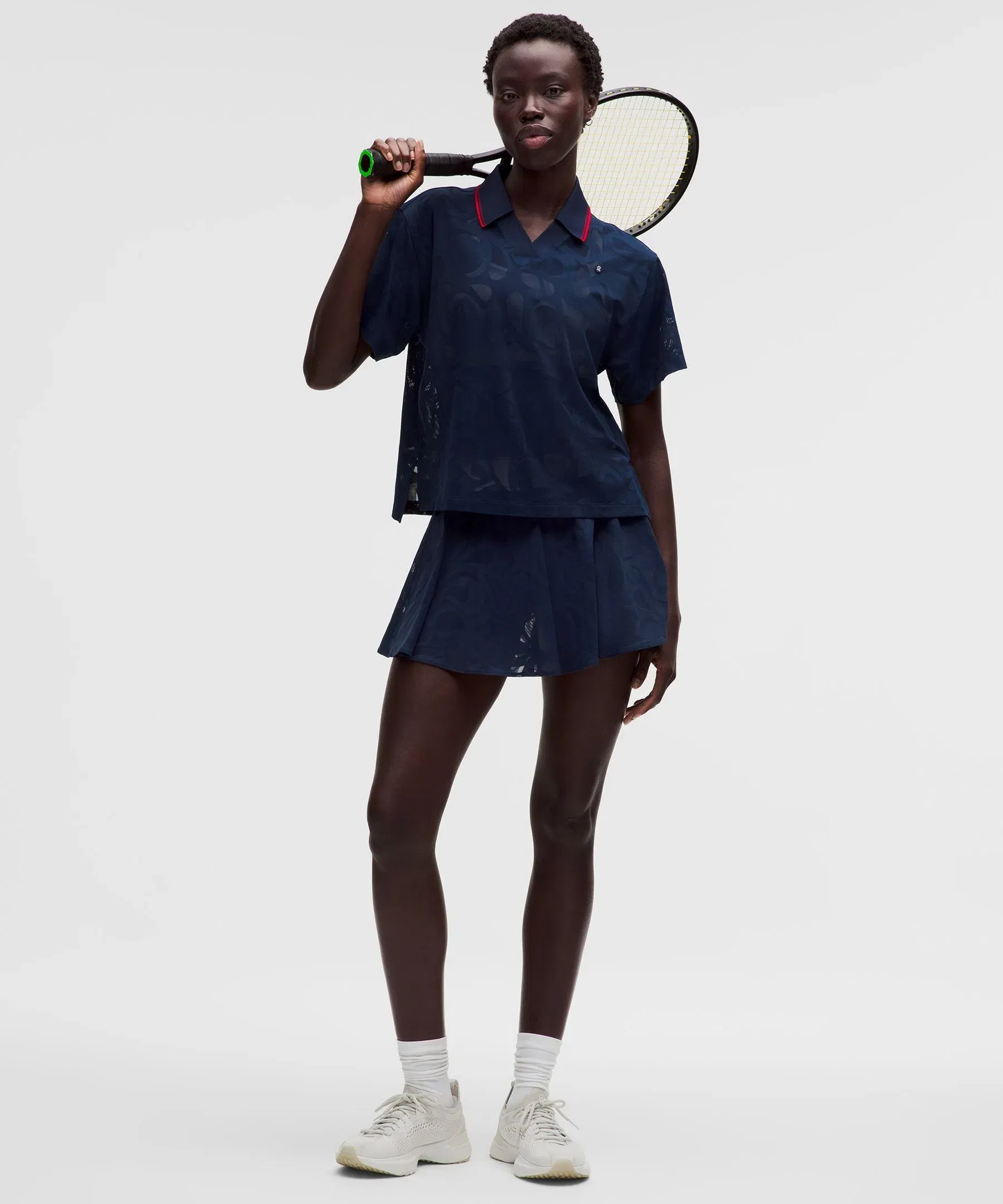 Lululemon Paisley-Mesh High-Neck Tennis Polo Shirt