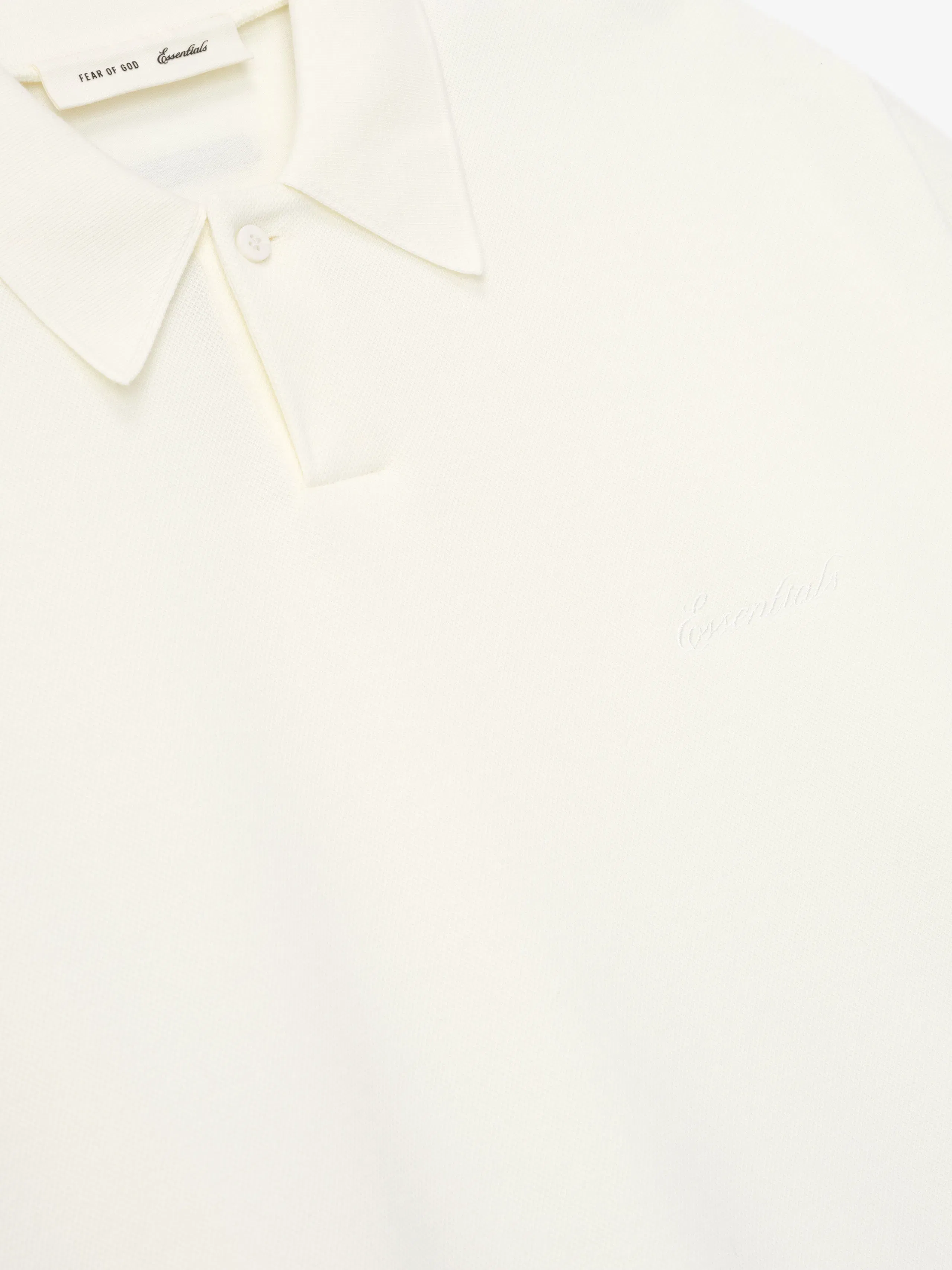 Essentials Pique Signature 90S Cropped Polo Ivory