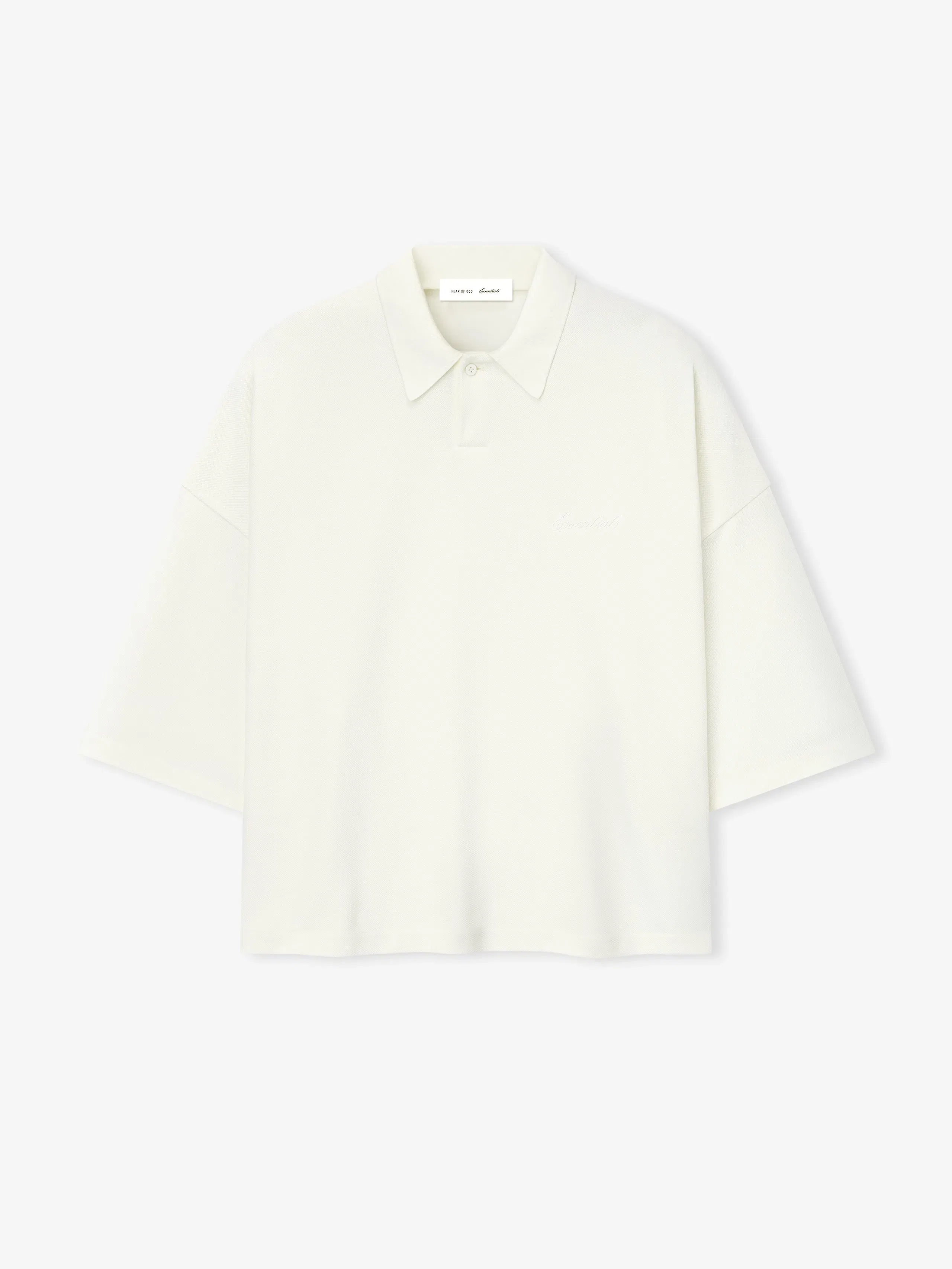 Essentials Pique Signature 90S Cropped Polo Ivory