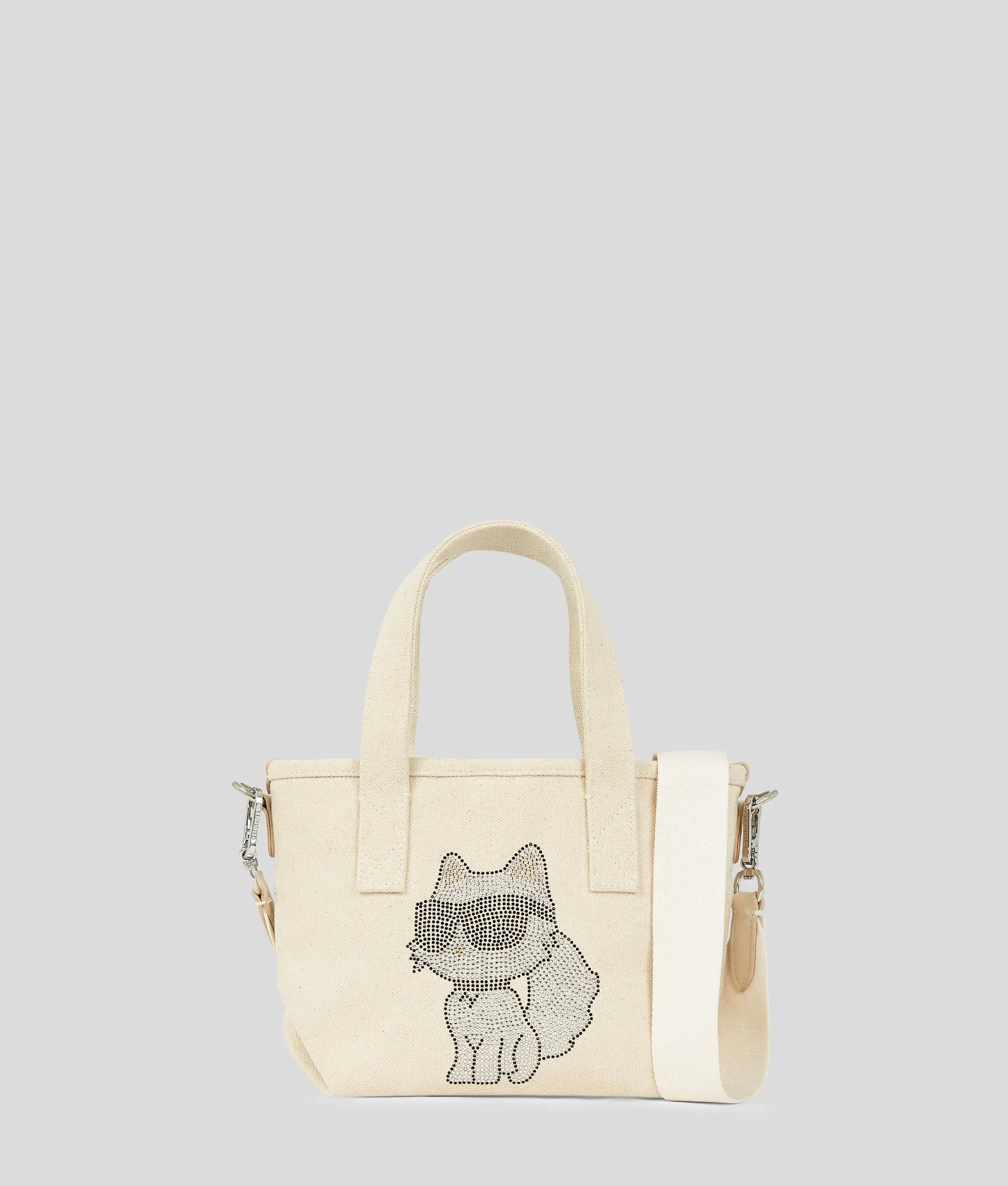 KarlLagerfeld Ikon Choupette Rhinestone Small Shopper Natural