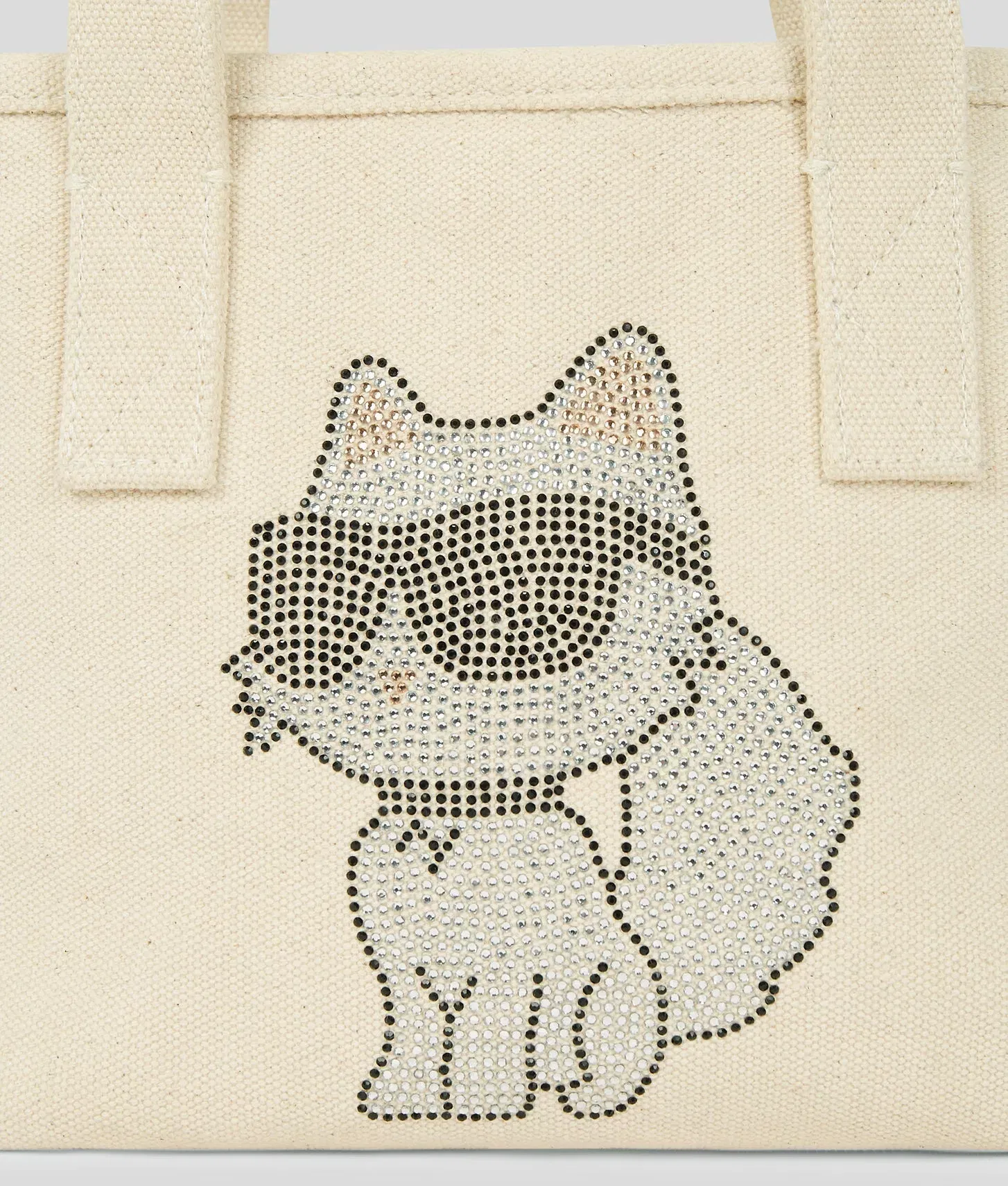 KarlLagerfeld Ikon Choupette Rhinestone Small Shopper Natural