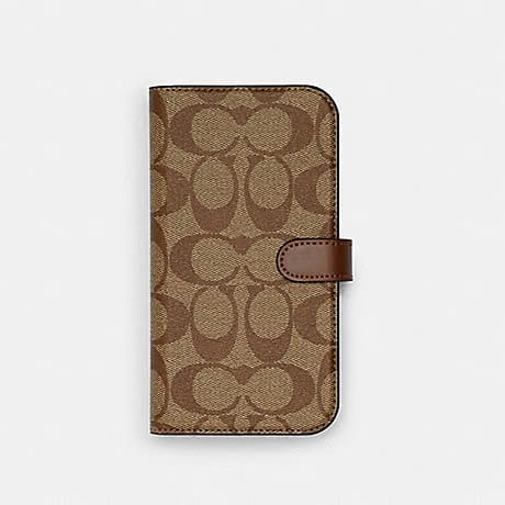 Coach Iphone 16 Pro Max Folio In Signature Canvas Charcoal