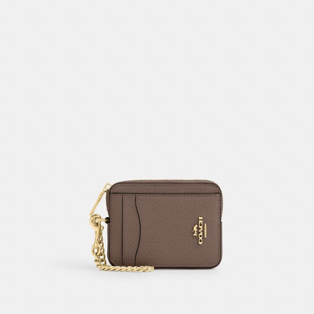 Coach Zip Card Case Gold Dark Stone