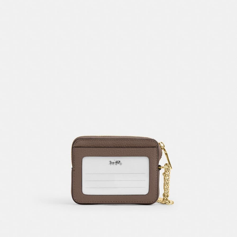 Coach Zip Card Case Gold Dark Stone
