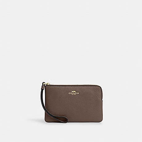 Coach Zip Card Case Gold Dark Stone