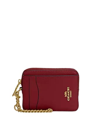 Coach Zip Card Case Gold Dark Stone