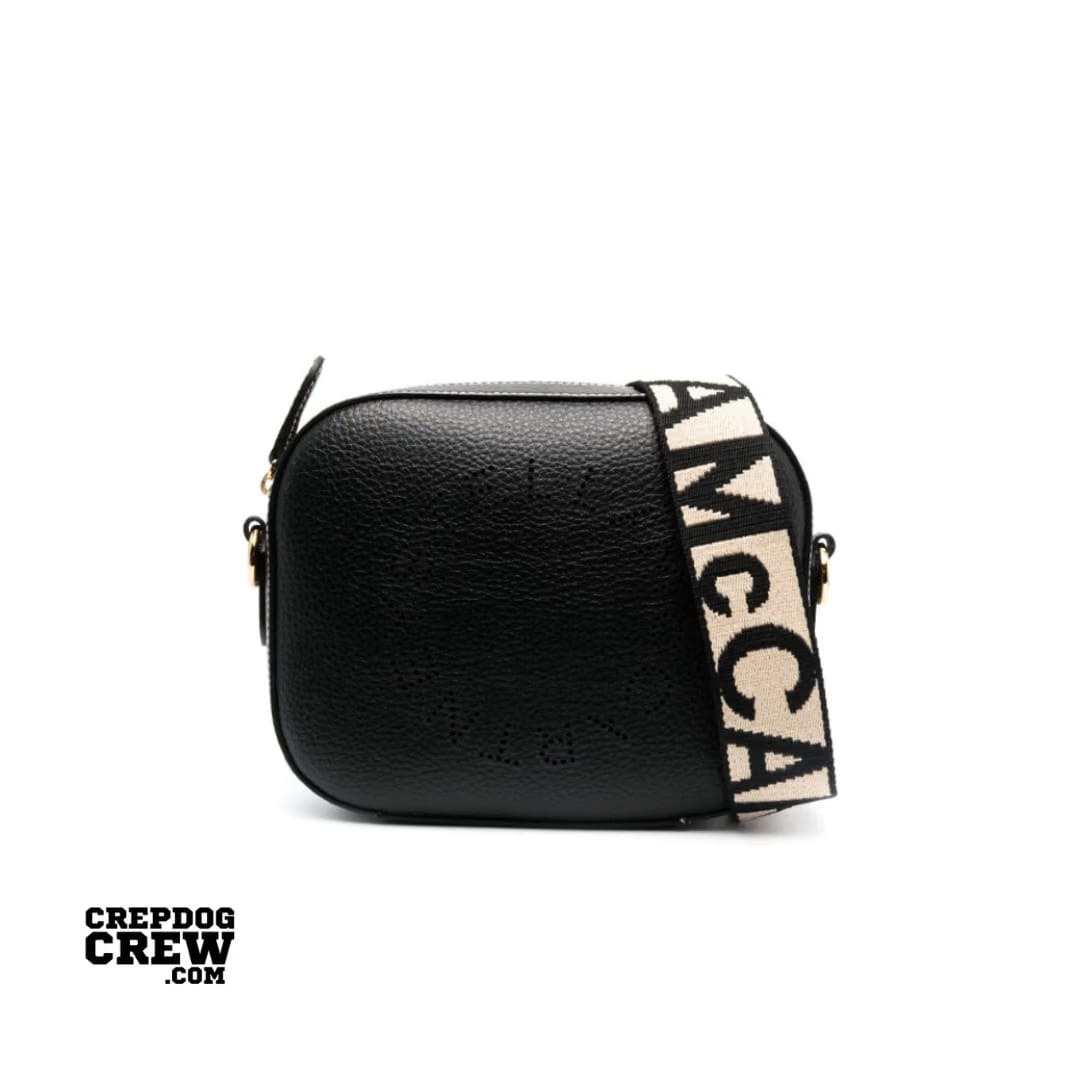 STELLA MCCARTNEY EMBOSSED GRAINY SMALL CAMERA BAG BLACK