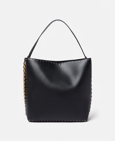 STELLA MCCARTNEY EMBOSSED GRAINY SMALL CAMERA BAG BLACK